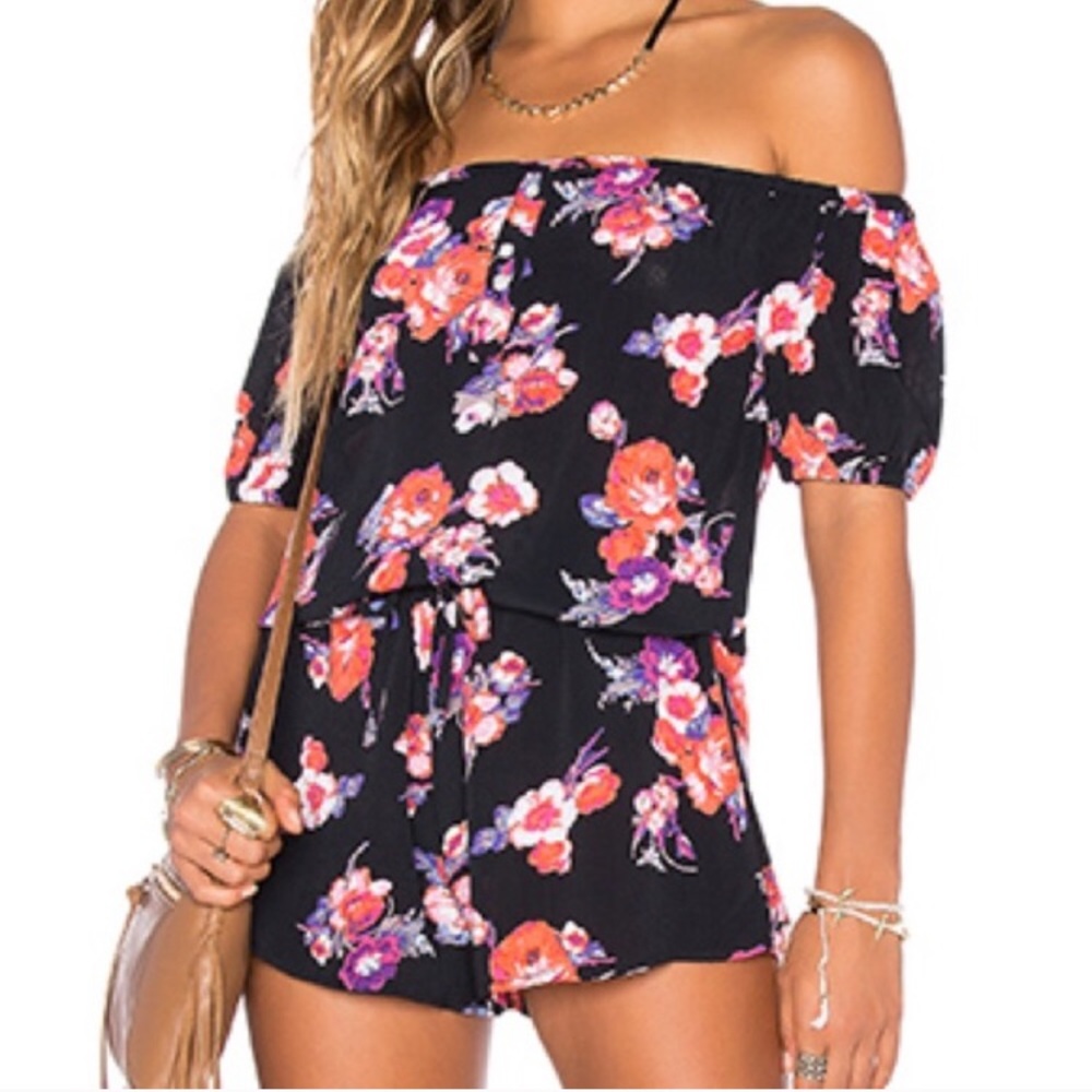Tularosa X Revolve Leilani Black Floral Romper